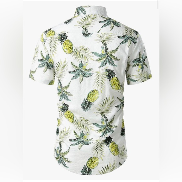 Jogal• Men's Pineapple Tropical Print Casual Button Up Shirt Short Sleeve - Picture 2 of 7
